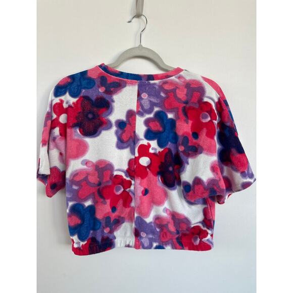 Juicy Couture Terry Cloth Floral Crop Short Sleeve Shirt, Size L, NWOT - Picture 3 of 5